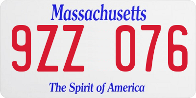 MA license plate 9ZZ076