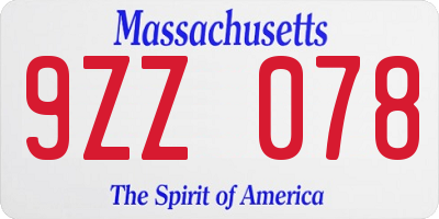 MA license plate 9ZZ078