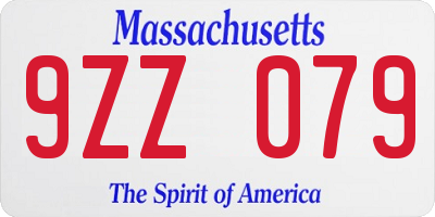 MA license plate 9ZZ079