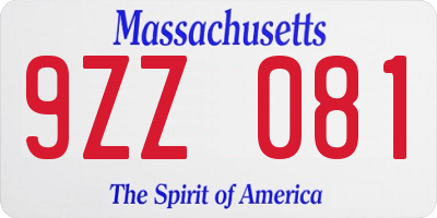 MA license plate 9ZZ081