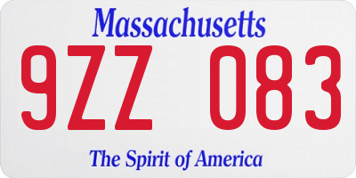 MA license plate 9ZZ083