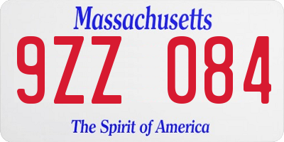 MA license plate 9ZZ084