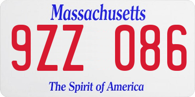 MA license plate 9ZZ086