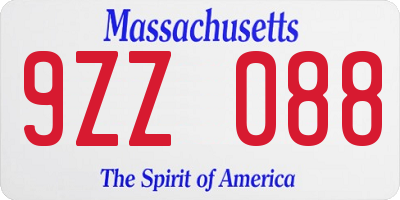 MA license plate 9ZZ088