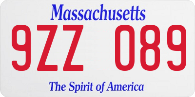 MA license plate 9ZZ089