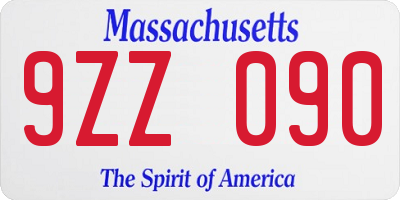 MA license plate 9ZZ090