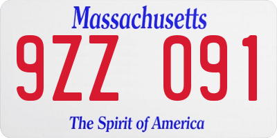 MA license plate 9ZZ091