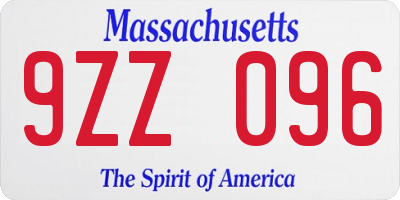 MA license plate 9ZZ096