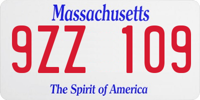MA license plate 9ZZ109