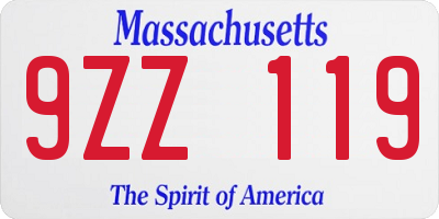 MA license plate 9ZZ119