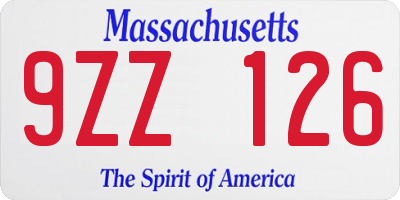 MA license plate 9ZZ126