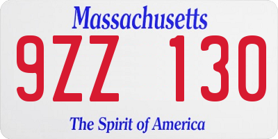 MA license plate 9ZZ130