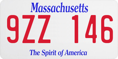 MA license plate 9ZZ146