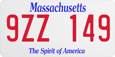 MA license plate 9ZZ149