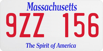 MA license plate 9ZZ156