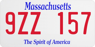 MA license plate 9ZZ157