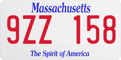 MA license plate 9ZZ158