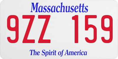 MA license plate 9ZZ159