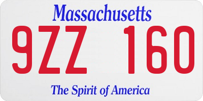 MA license plate 9ZZ160