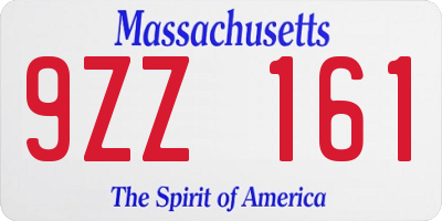 MA license plate 9ZZ161