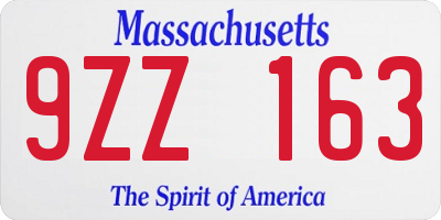 MA license plate 9ZZ163