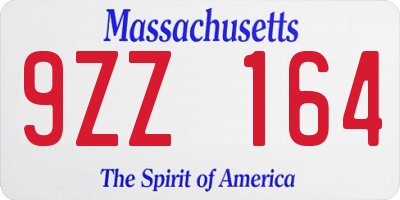 MA license plate 9ZZ164