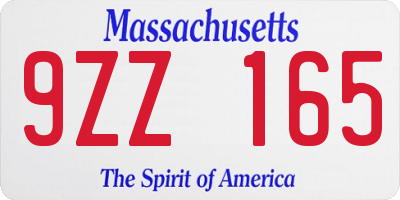 MA license plate 9ZZ165