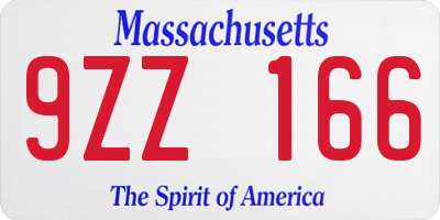 MA license plate 9ZZ166