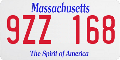 MA license plate 9ZZ168
