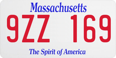 MA license plate 9ZZ169