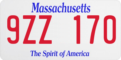 MA license plate 9ZZ170