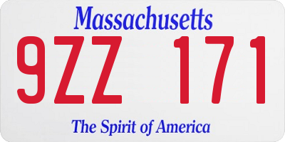 MA license plate 9ZZ171