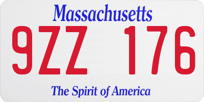 MA license plate 9ZZ176