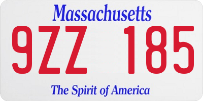 MA license plate 9ZZ185
