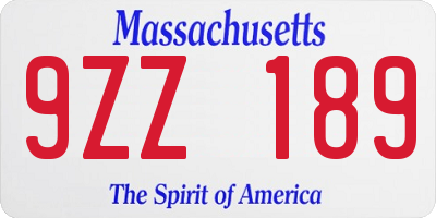 MA license plate 9ZZ189