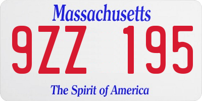 MA license plate 9ZZ195