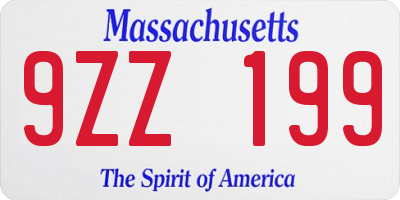 MA license plate 9ZZ199