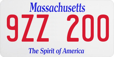 MA license plate 9ZZ200