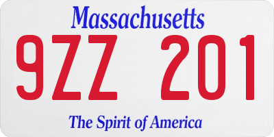 MA license plate 9ZZ201