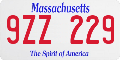 MA license plate 9ZZ229