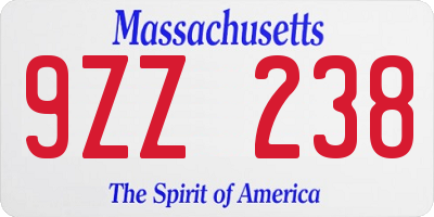 MA license plate 9ZZ238