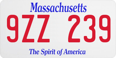 MA license plate 9ZZ239