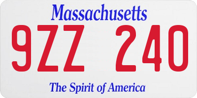 MA license plate 9ZZ240