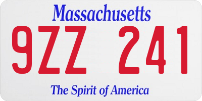 MA license plate 9ZZ241