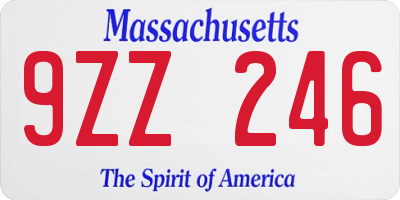 MA license plate 9ZZ246