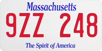 MA license plate 9ZZ248