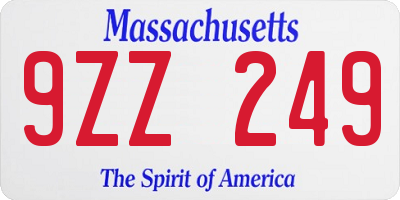 MA license plate 9ZZ249