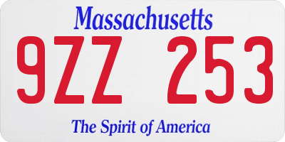 MA license plate 9ZZ253