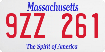 MA license plate 9ZZ261