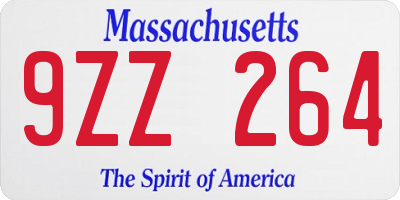 MA license plate 9ZZ264